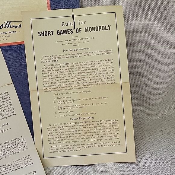 VINTAGE 1935-1937 MONOPOLY BOARD GAME - PARKER BROTHERS INC - Picture 9 of 14